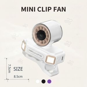 Mini Clip Fan Stroller Umbrella 100-Speed Portable Personal Fan Digital Display Ambient Night Light USB Rechargeable Cordless Small Desk Fan Outdoor Travel Baby