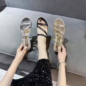 [Free Shipping] Womens Summer Sandals 2026 New Model Mid-Heel Fashionable Korean Style Dual-Wear Sandals and Slippers High-Heeled Womens Shoes