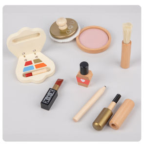 Bafada Kids Wooden Dresser Simulation Makeup Toy Cosmetics Set Gift Play House Beauty Fashion Nordic Princess Early Education For 3-6 Years Old Girl