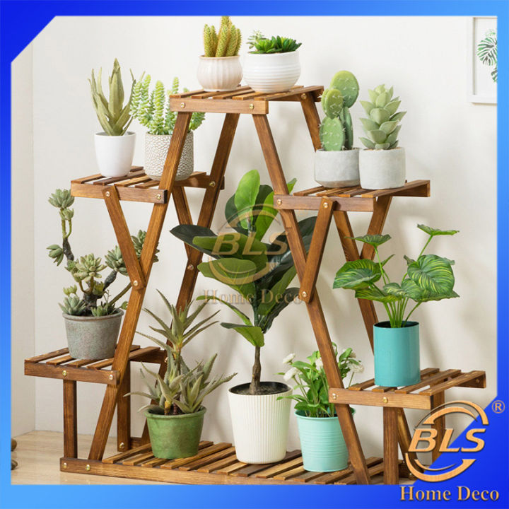Nordic Style 4 Tier Large Wooden Flower Garden Rack Solid Pine Wood ...