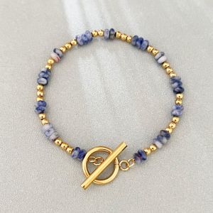 UNIITY Đá Vòng tay dây xích Hạt bi nhỏ làm khoảng cách Khóa vòng OT Vòng tay đá Aventurine xanh Thời trang Phong cách Bohemian Vòng tay nữ Thạch anh tím Malachite