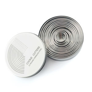 12PCS Round Cookie Biscuit Cutter Set Stainless Steel Pastry Cutters Cake Decorating Tools DIY Baking Molds For Dough