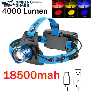 【COD】 KEPALA LED SMILING SHARK Lampu Depan K-225B - ZOOM DAN SENSOR - CHARGER USB - CAHAYA SUPER TERANG