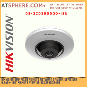 Hikvision 5MP 5 Megapixel 180 Fisheye IP Network Turret CCTV Camera H.265+ 8m IR WDR Audio Alarm DS-2CD2955G0-ISU