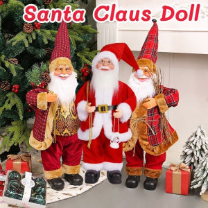 12-inch Standing Santa Claus Doll Christmas Ornament Doll Toy Xmas Gifts for Kids Shop Window Decor