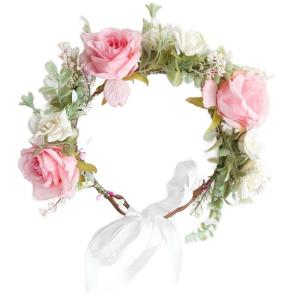 Vòng hoa hairhoop điều chỉnh thực tế Băng Đô Hoa Rose vương miện vòng hoa Garland cho cô dâu bãi biển đồ dùng đám cưới