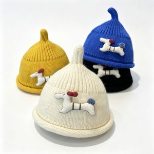 OKDEALS Warm Design Knit Beanie Hat Knit Material Pointed Top Cartoon Dachshund Hat Stretchy Soft Stretchy Baby Winter Hat For Boys