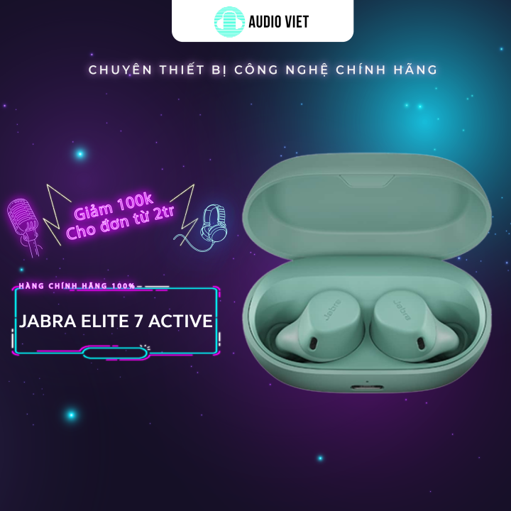 Tai Nghe Bluetooth True Wireless JABRA ELITE 7 ACTIVE l |Chống ồn chủ động ANC | 6 microphone | Đan Mạch | Chống Nước IP57 | Mono Mode| Nghe Nhạc Đàm Thoại 30H | Hàng Chính Hãng