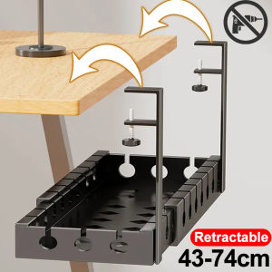 No Drilling Under Desk Wire Management Tray Retractable Cable Organizers in Home Office PC Router Data Wire Metal Storage Rack2026