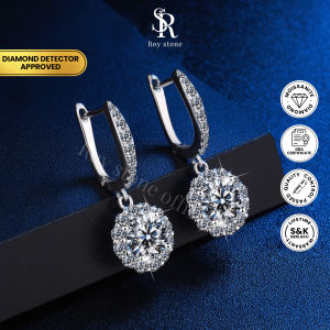 RoyStone - Anting Wanita Moissanite Sertifikat GRA Original Lapis Emas - Flower Earring