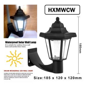 Vintage Solar Led Wall Garden Hexagon Light Lamp Lampu Solar Dinding Lampu Solar Cucuk Tanah