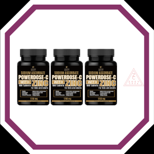 TRIO BUNDLE  AGELESS BEAUTY POWERDOSE C Sodium Ascorbate Vitamin C w/ ZINC 1200mg Glutathione & Collagen Booster Skin Whitening Age Defying Anti Wrinkle Anti Aging Immune Booster Health Supplement Made in USA Highest Content 100% Authentic & Original