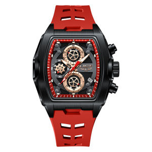 Lige Đồng hồ nam ban đầu FAHION Đồng hồ Quartz vuông 30 mét không thấm nước chức năng bấm giờ xem lịch đồng hồ + Hộp