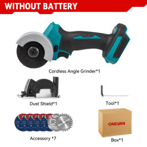 ONEVAN 3 Inch Brushless Electric Angle Grinder Speed Adjustment Cordless Polishing Cutting Woodworking Power Tool For Makita 18V Battery