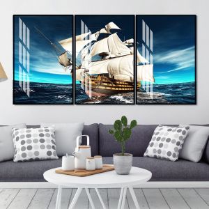 Tranh treo tường - Tranh Laminate tráng gương Thuận Buồm Xuôi Gió 01 - Bộ 3 tấm