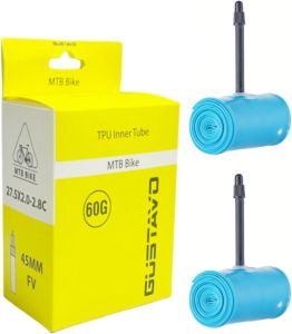 2-Pack Ultralight TPU Inner Tube Bike 26/27.5/29 x 2.0-2.8 for MTB Mountain Bicycles Gravel TPU Tire 45mm French Valve Tube Replacement