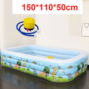 MonQiQi Murah Inflatable Swimming Pool For Kids / Kolam Renang 1.2/1.5/1.8/2 Meter Kolam Tiutak 3 Ring Crystal Rectangular / Kolam Renang Anak Jumbo Murah 2 Meter Mandi Bola Keluarga/Kolam Renang Anak Jumbo Kolam Renang Keluarga Tiup Besar Family Inflatab