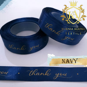Pita Satin Tulisan Thank You 2cm Pita Kado hampers souvenir ukuran 3/4 inch Meter Per 10 Meter dan Roll