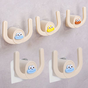 5PCS Cartoon Funny Sausage Mouth Slippers Holder Wall Mounted Bathroom Slippers Hanger Rack No Punch Space Saving Storge Holder Hook