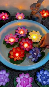 🪔SG Ready Stock LED Floating Water Lotus Lamp Waterproof Artificial Lotus Light Deepavali Diwali Home Decoration Item