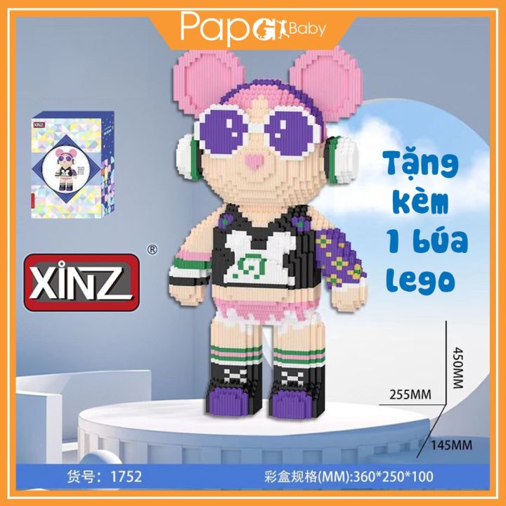 Le Go xếp hình khổng lồ 45 cm, Đồ chơi lắp ráp 3D mô hình Gấu Bearbrick ...