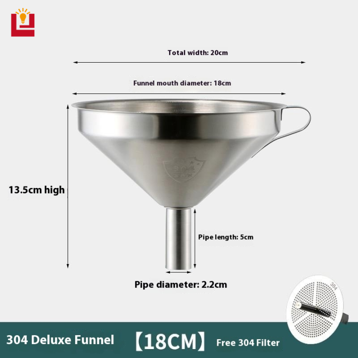 YONUO กรวยกรองน้ำมันสแตนเลส 304 สำหรับกรอกน้ำและอาหาร