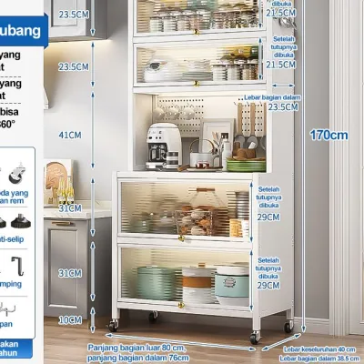 Rak Dapur Lemari Dapur Minimalis Dengan Pintu Lemari Piring Lantai Berdiri Rak Rak Kabinet Dapur Rak Penyimpanan Microwave Oven
