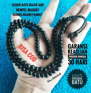 Tasbih Batu Giok Hitam Black Jade Original Asli Aceh Bulat 99 Butir size 8