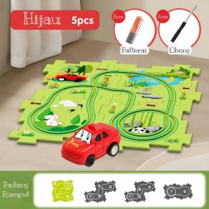 Railcar Mainan Mobil Pesawat DIY Track Puzzle Bergerak Otomatis Fleksibel FHLC