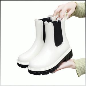 Waterproof Boots Practicality Martin Boots Jelly Thick Sole Abrasion Resistance Durable Stable
