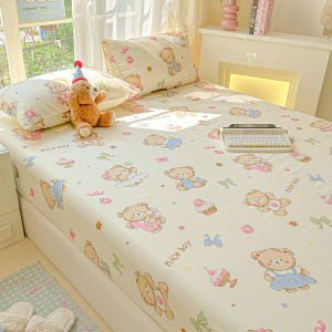 Dansunreve Washed Cotton Fitted Bedsheet Single/Super Single/Queen/King Bed Sheet Florl Cartoon Printed Mattress Cover