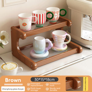 Bamboo Desktop Cup Holder Storage Rack Acrylic Kitchen Dining Table 2/3L Coffee Machine Storage Rack
