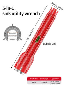 Multifunctional 8 in 1 Faucet and Sink Installer Tool Wrench Spanner for Water Pipe Bathroom