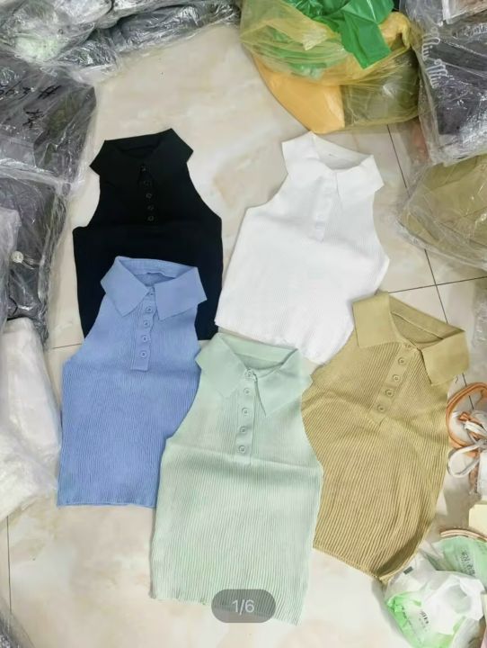 Áo thun nữ, áo kiểu, áo sát nách cổ bẻ phối nút siêu xinh, thiết kế ...