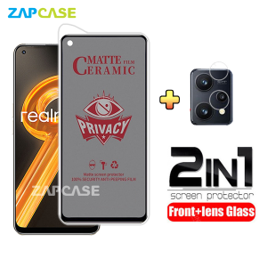 PAKET 2in1 Anti Gores Layar Privacy Realme 9 4G Free Tempered Glass Camera Lens