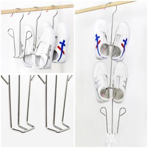 Stainless Steel Shoes Drying Rack Hanger Multi-functional Antiskid Shoe Hanger With 2 Clips