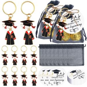 Pack of 20 Graduation Keychain with Gift Labels and Mesh Bags Hemps Ropes Graduate Souvenir for Students Teachers