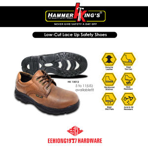 EEHIONG1977 Hammer King’s HK13012 HK 13012 Original Low-cut Lace-up Safety Boots Safety Shoes Safety Footwear (Brown) For Workmen Kasut Kerja Lelaki Berwarna Hitam 安全靴 安全鞋 工业鞋 铁鞋