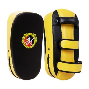 MUQZI Curved Hand Foot Kicking Pad Thickened PU Leather Boxing Kick Target Professional with Fixed Strap Punching Shield Pad Muay Thai