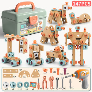 Mainan Bor Listrik Anak 147PCS DIY 3D Building Block Mainan Sekrup Obeng Mainan Edukasi Anak