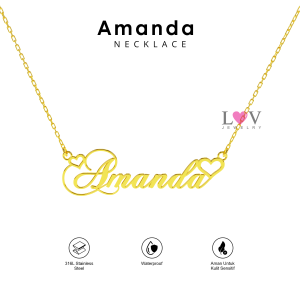 Kalung Nama Titanium Cewek Anti Karat dan Anti Luntur Request Nama Sendiri