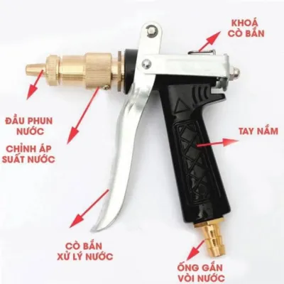 Vòi xịt tăng áp Trắng Vòi xịt nước tưới cây rửa xe áp lực cao kim loại Mẫu mới