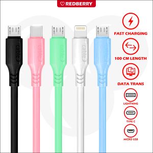 Kabel Data D6 macaron color Iphone Ligthing Type C Micro USB Fast Charging 1 Meter kabel cas charger hp original