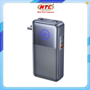 Pin dự phòng REMAX CP-17 20000mAh TypeC PD In/Out 65W USB-A 22.5W Kèm cáp rút TypeC Chân cắm AC chuẩn US (Xám) - Nhất Tín Computer
