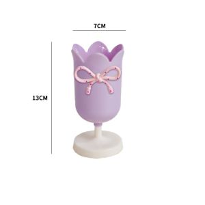 ขวดดอกไม้สวยงามสูง/ที่วางปากกาดอกทิวลิปน่ารักถังเก็บของ Kuas Rias ของขวัญวันเกิดเด็กหญิงตกแต่งบ้านงานแต่งงาน