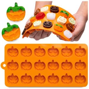 YOUSHI TOP Nonstick Halloween Pumpkin Mold 15/7 Grids Silicone Chocolate Mold Baking Molds Orange Cookies Mold Candy