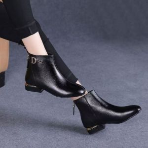 Free Shipping Retro Round-Toe WomenS 2026 Autumn/Winter New Collection Soft Leather Soft-Soled Chunky-Heeled Mid-Heel Fashionable Single Shoes For Moms