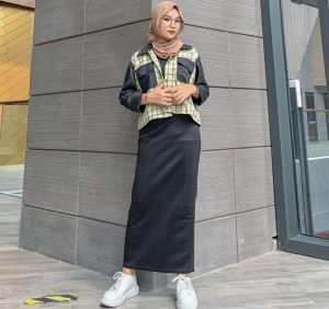 Rok Span Panjang Scuba Tanpa Belahan Belakang | Rok Pensil Polos Panjang | Rok Kerja Bahan Scuba