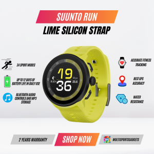 SUUNTO RUN Lime - Silicon Strap - Multi-Sport GPS Watch - Advanced Training Metrics - Durable & Waterproof
