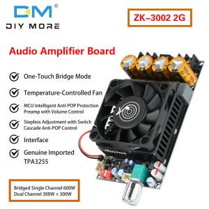 Diymore Dc 18-50V ZK-3002 2G Thế hệ thứ hai nâng cấp tinh khiết bài bảng khuếch đại 300W + 300W kênh đôi/600W Mono khuếch đại Chip tpa3255